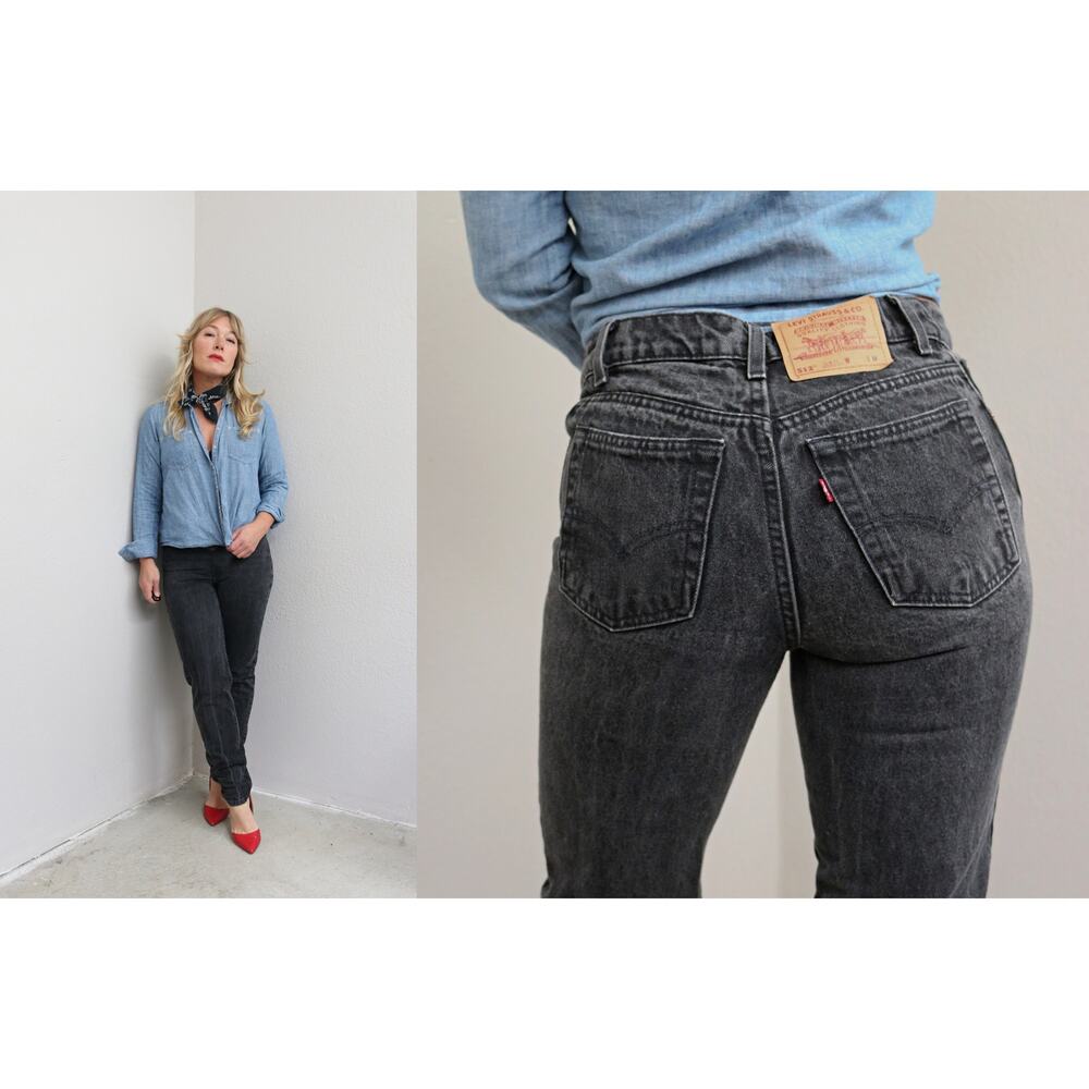 1990's Vintage Levi's 521 Tapered Leg Black Jeans ~ Women's XXS XS 25" 26" Waist
